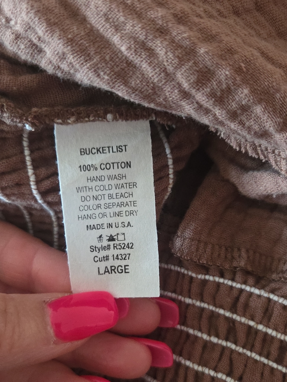 Brown Wide Leg Strapless 100% Cotton Gauzy Jumpsuit Summer Beach Resortwear Lg. - Picture 7 of 11